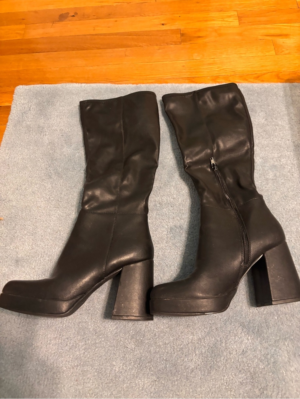 Steve Madden Black Mid-Calf Block Heel Boots